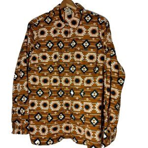 Duluth Trading Co Free Swingin Flannel Shirt Women XK Southwest Brown Pink